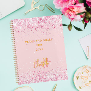 Agenda Escrito com o nome dourado rosa pálido 2026