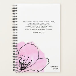 Agenda Escritura Personalizada Floral Moderna Rosa e Pret