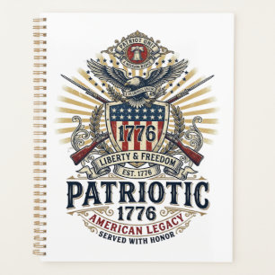 Agenda Escudo de Batalha Patriótico 1776 Símbolo Inspirad