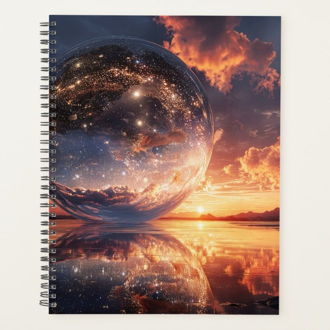 Agenda Esfera Reflexiva Surreal Contendo Estrelas (Frente)