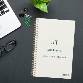 Agenda Esmeralda verde marfim moderno minimalista luxuoso