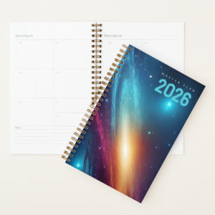 Agenda Espaço Cósmico Abstrato Neon Brilhante Futurista