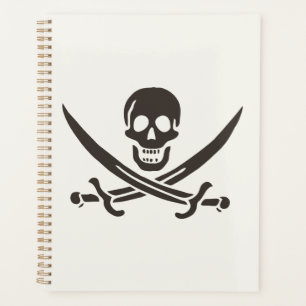 Agenda Espadas de crânio de obsidiana Bandeira pirata de