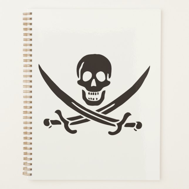 Agenda Espadas do Crânio Obsidiana Bandeira pirata de Cal (Frente)