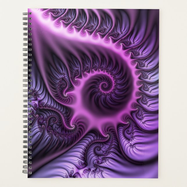 Agenda Espiral De Arte Fractal, Roxal, Rosa-Legal, vívida (Frente)