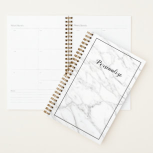 Agenda Espiral elegante de ouro de mármore branco person