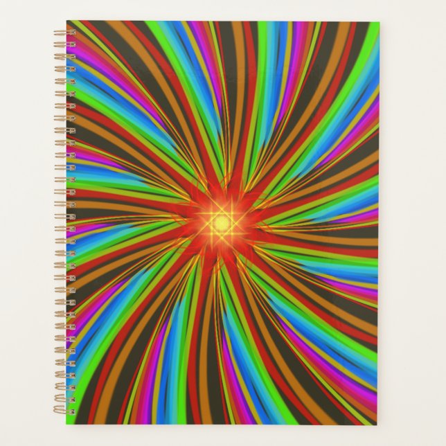 Agenda Espiral Neon Vortex – Design de Movimento Fractal  (Frente)