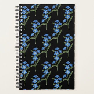 Agenda Esquece-me de não planner de flores - Padrão preto