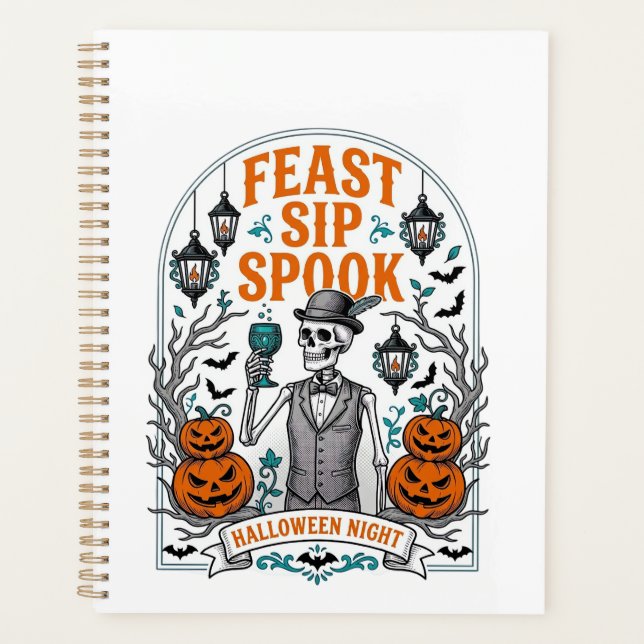 Agenda Esqueleto da Festa de Abóbora Halloween Brinde Esp (Frente)