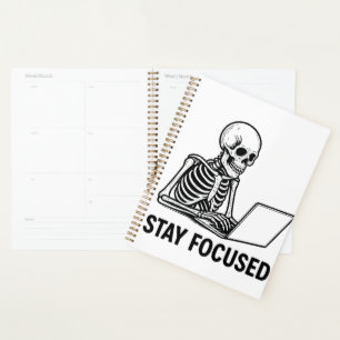Agenda Esqueleto no Laptop - Mantenha-se concentrado