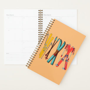 Agenda Esqui engraçado esquiar esquiador colorido