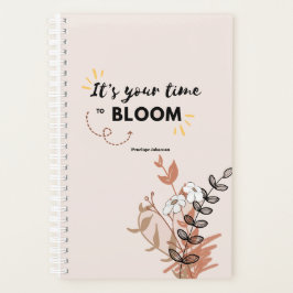 Agenda Está na hora de Bloom Dourado Planner Botânico
