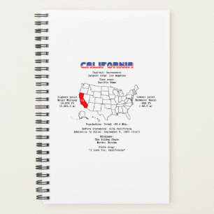 Agenda Estado Americano da Califórnia em um mapa e infor