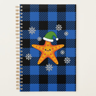 Agenda Estaleiro do Natal Kawaii no padrão azul de búfalo