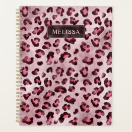 Agenda Estampa Animal Leopardo Rosa Com Nome E Folha De F