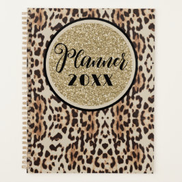 Agenda Estampa de leopardo com brilho dourado