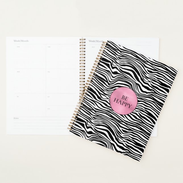 Agenda Estampa de Zebra Preta e Branca (Exibição)
