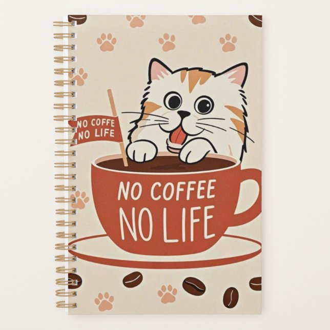 Agenda Estampas pequenas de pata de gato e Poster de café (Frente)