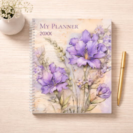 Agenda Estética de Flor Silvestre Roxa Diário Semanal