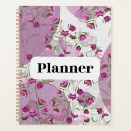 Agenda Estética Floral Rosa e Roxa Artística de Jardim