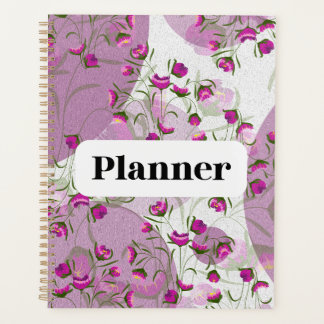 Agenda Estética Floral Rosa e Roxa Artística de Jardim