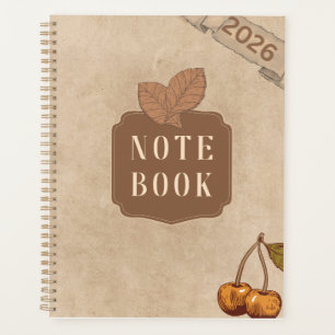 Agenda Estética Vintage Rústica de Cereja e Folhas