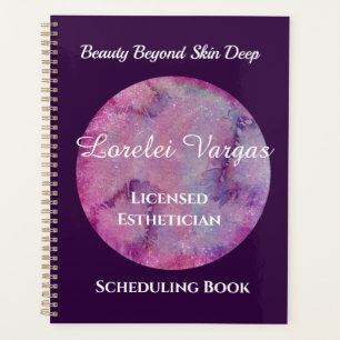 Agenda Estheticista de Cores d'Água Púrpura Rosa Elegante