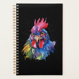 Agenda Estilo de Aquarela de Galinha do País Rooster