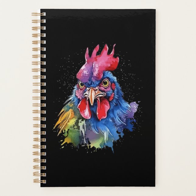 Agenda Estilo de Aquarela de Galinha do País Rooster (Frente)
