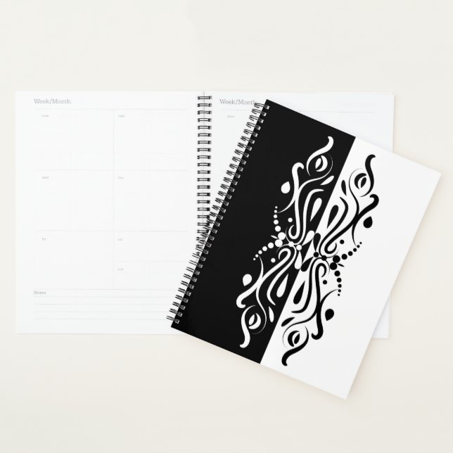 Agenda Estilo de Harlequin Abstrato branco e preto elegan (Exibição)