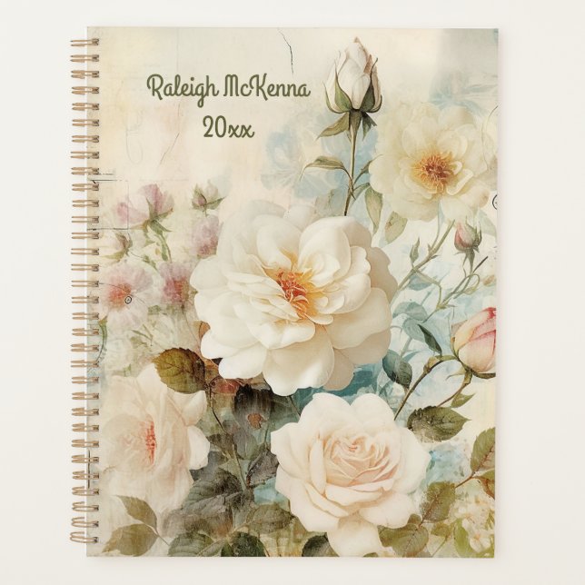 Agenda Estilo de Lixo Branco Rosa Lixo Clássico de Ilustr (Frente)