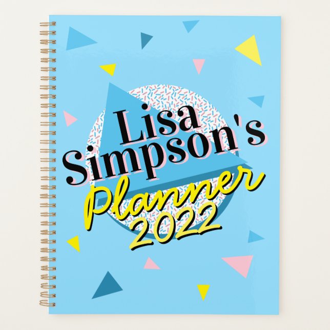 Agenda Estilo Memphis 80s Impressão Geométrico Amarelo Az (Frente)