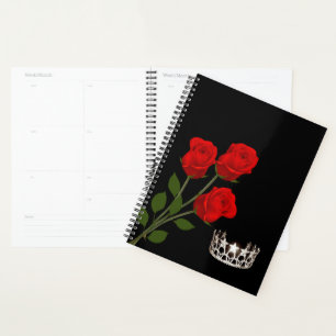 Agenda Estilo Miss EUA Pageant Crown & Rosa vermelha Plan