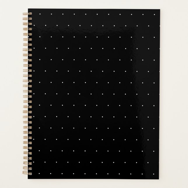 Agenda Estilo Preto Sólido com Ponto Branco (Frente)