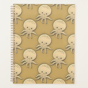 Agenda Estilo Vintage Sepia Baby Octopus Patterno