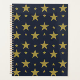 Agenda Estrelas do ouro em azul Marinho - Elegante e Eter