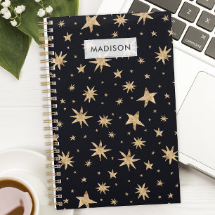 Agenda Estrelas Douradas Céu Preto Estrelas da Moda