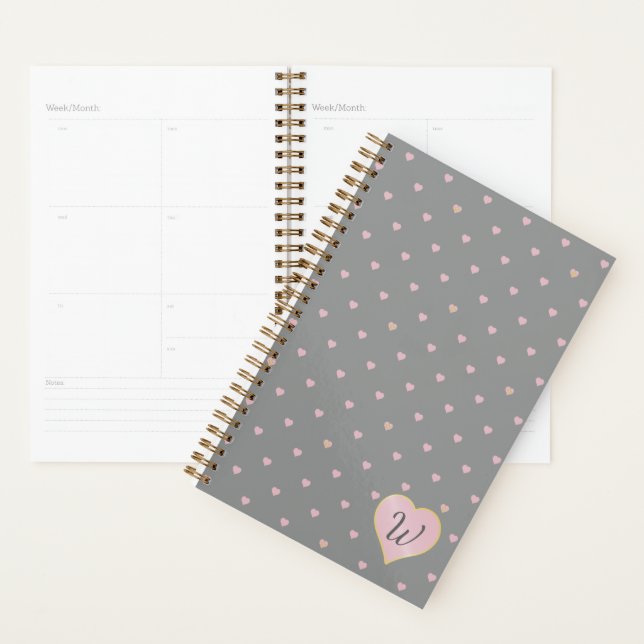 Agenda Estrelas no Coração no Planner de Cinzas (Exibição)
