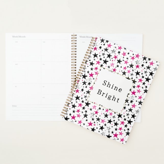 Agenda Estrelas Pink Silver Black Brilham (Exibição)