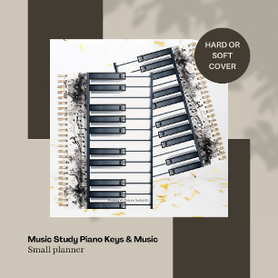 Agenda Estudo de Música Teclas de Piano & Pequeno Planeja