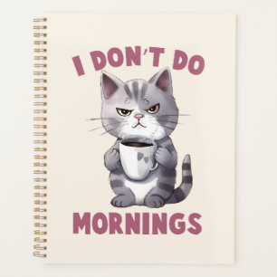 Agenda Eu não faço manhãs - Cinza gato com café