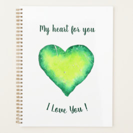 Agenda Eu Te Amo Cute Verde e Azul Aniversário  