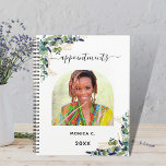 Agenda Eucalyptus greenery gold photo modern 2023<br><div class="desc">Personalize and add your own photo inside the arch shaped frame. A white background color. Decorated with eucalyptus greenery and golden foliage.  Add your name and a year.</div>