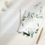 Agenda Eucalyptus Greenery Nome do Monograma Personalizad<br><div class="desc">Personalize este design de verde de eucalipto de aquarela com o seu nome.</div>