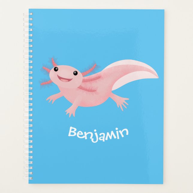 Agenda Exolotl branco rosa feliz (Frente)