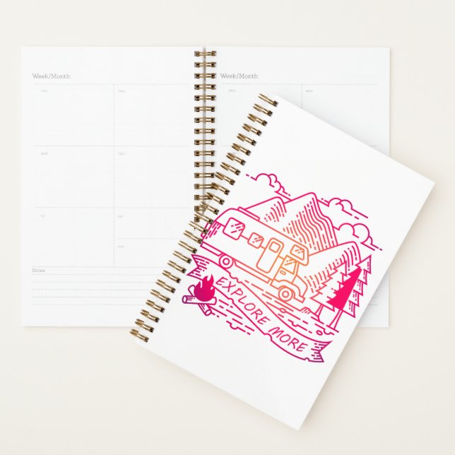 Agenda Explore Mais Camper Rosa Van Mountain Lover (Exibição)