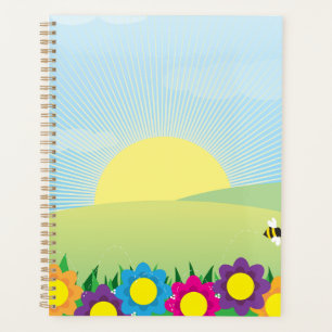 Agenda Explosão de Sol na Primavera com Flores Coloridas