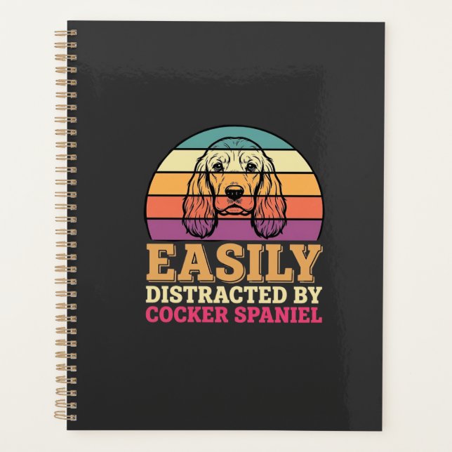 Agenda Facilmente Distraído Por Cocker Spaniel Retro Cach (Frente)