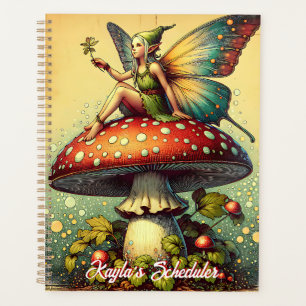 Agenda Fada de Vintage e Cogumelos Personalizados