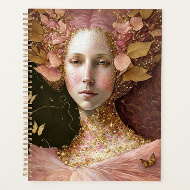 Agenda Fada Dourada rosa Fada Fae Fantasy Art (Frente)